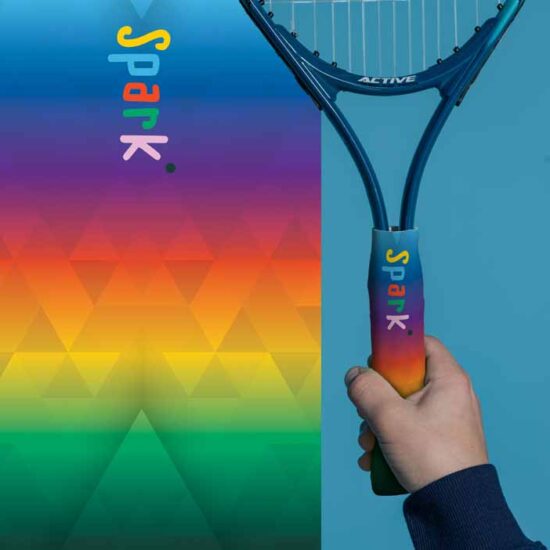 We are spark. Tennis Racquet grips for kids - rainbow