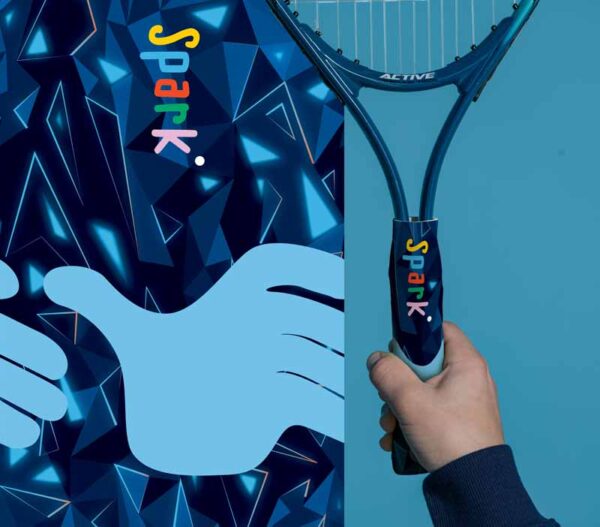 We are spark. Tennis Racquet guide grips for kids - blue